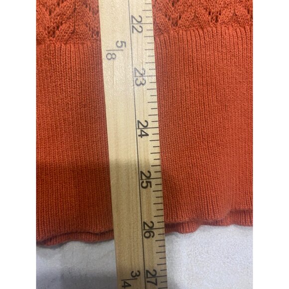 Vintage Pendleton Sweater Womens XL Petite Orange Open Knit Long Sleeves Pullove - Picture 7 of 10